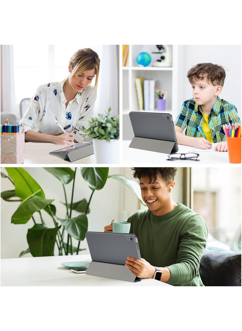 جراب لجهاز iPad A16 2025 الجيل الحادي عشر 11 بوصة / iPad الجيل العاشر 2022 10.9 بوصة مع حامل قلم، مصنوع من جلد PU متين، وغطاء خلفي مرن من مادة TPU مقاوم للصدمات، مزود بخاصية التشغيل/الإيقاف التلقائي (رمادي داكن). - Image 2